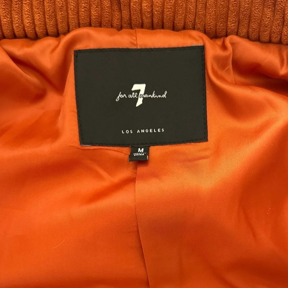 7 For All Mankind Orange Corduroy Jacket - Picture 2 of 5